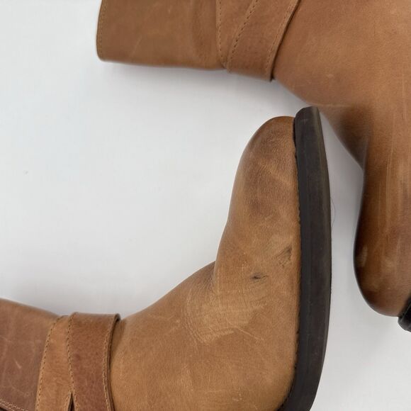 Ten Points Brown Tan Distressed Leather Ankle Boots Lined Size EU 40 - Picture 8 of 14
